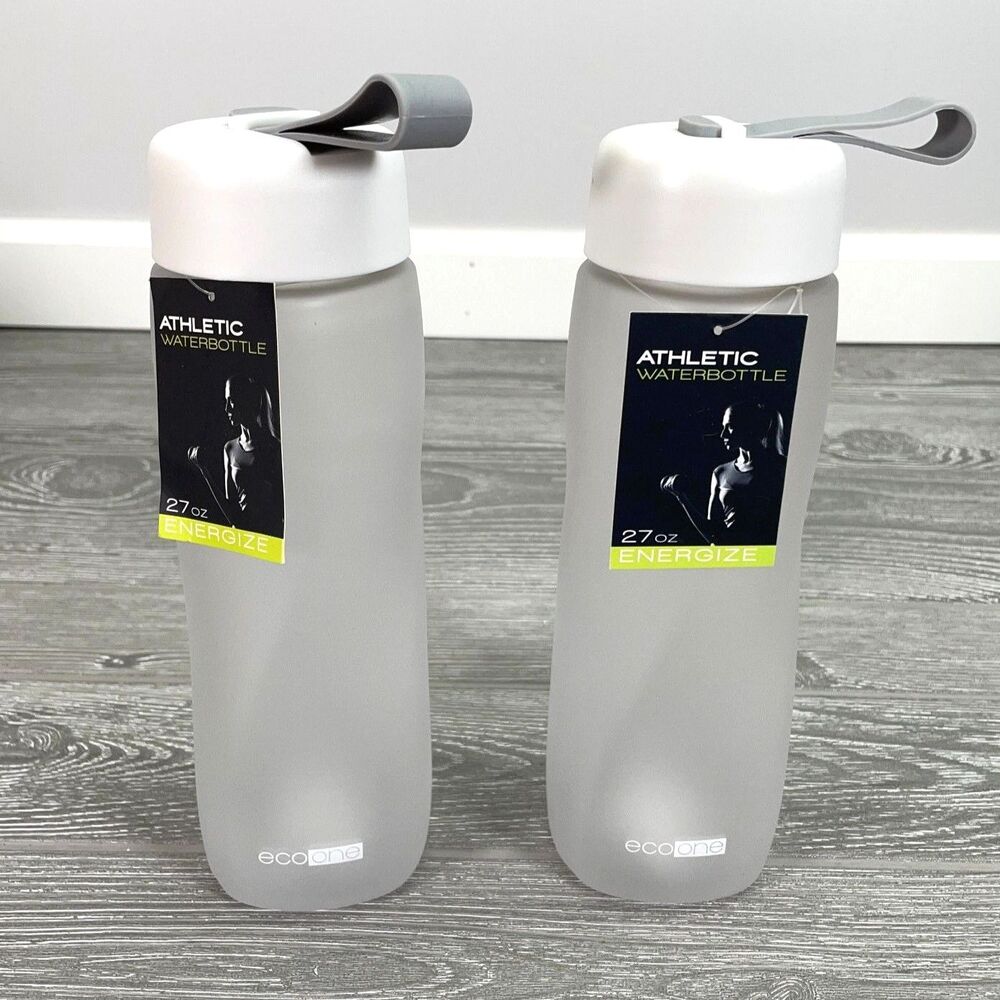 Eco One Athletic Waterbottle 27oz Frosted White and Grey Travel Tumbler - NEW!